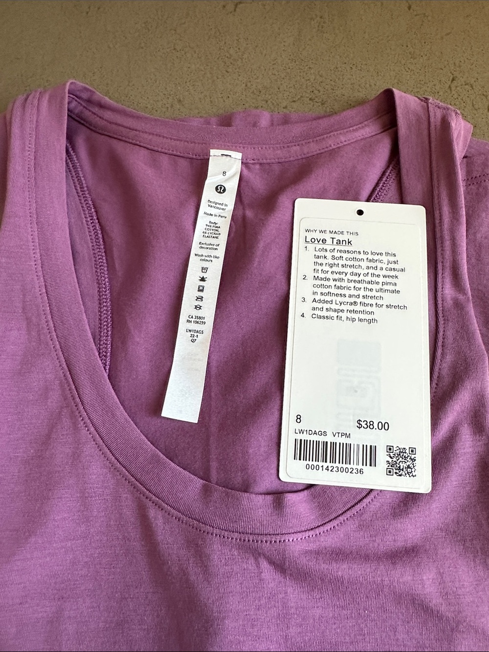 NWT lululemon athletica Love Tank vintage purple size 8 - Picture 7 of 7